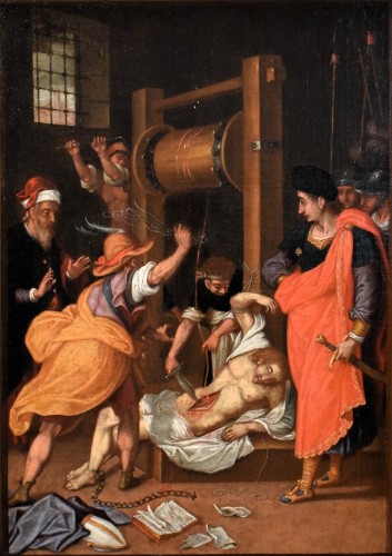 Le Martyre de saint Érasme - Maître flamand de la fin du XVIIe siècle - Tableaux et dessins Style Louis XIV